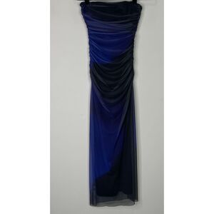 Zara Midnight Blue and Black Ruched Midi Dress